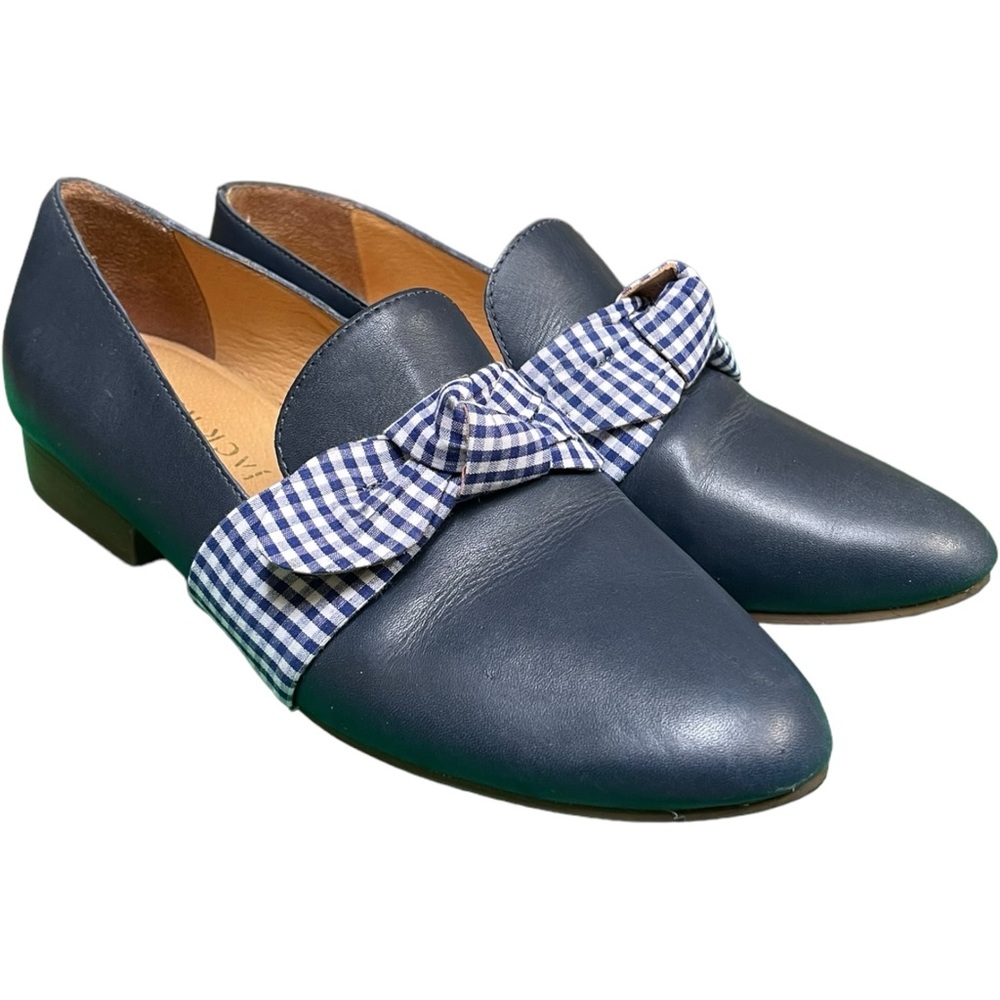 JACK ROGERS Loafers Preppy Gingham Bow Pointed Toe Classic Girlhoodcore Size 8